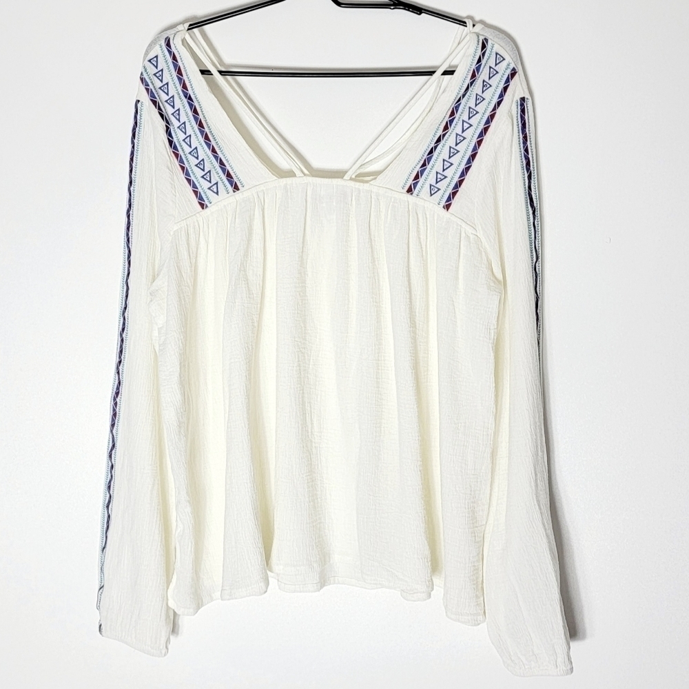 Shyanne 100% Cotton Embroidered Long Sleeves Women's Blouse Size S